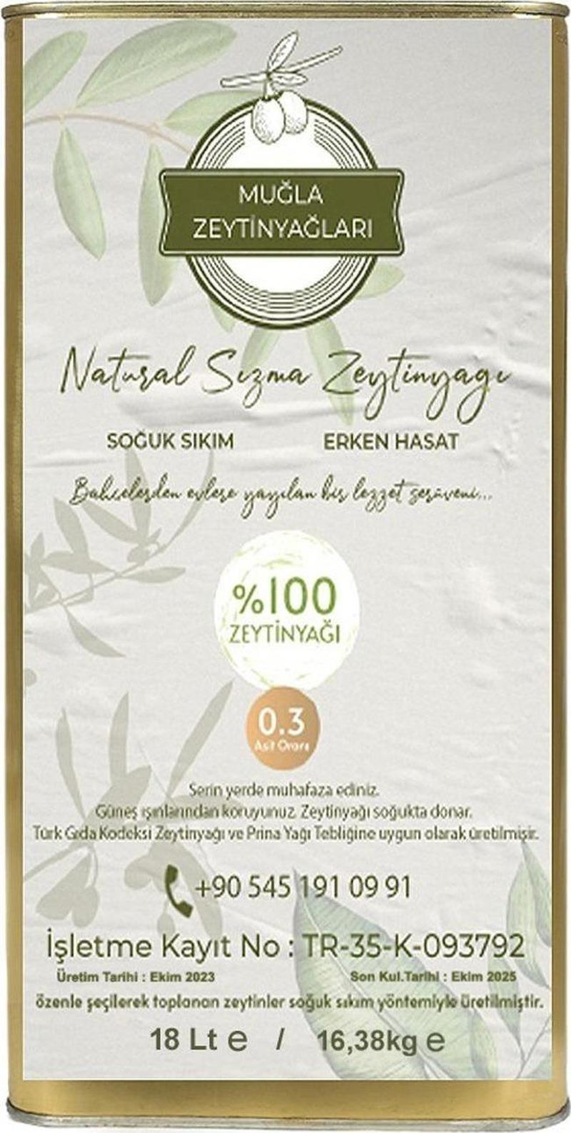 Muğla Soğuk Sıkım Zeytinyağı 18 lt