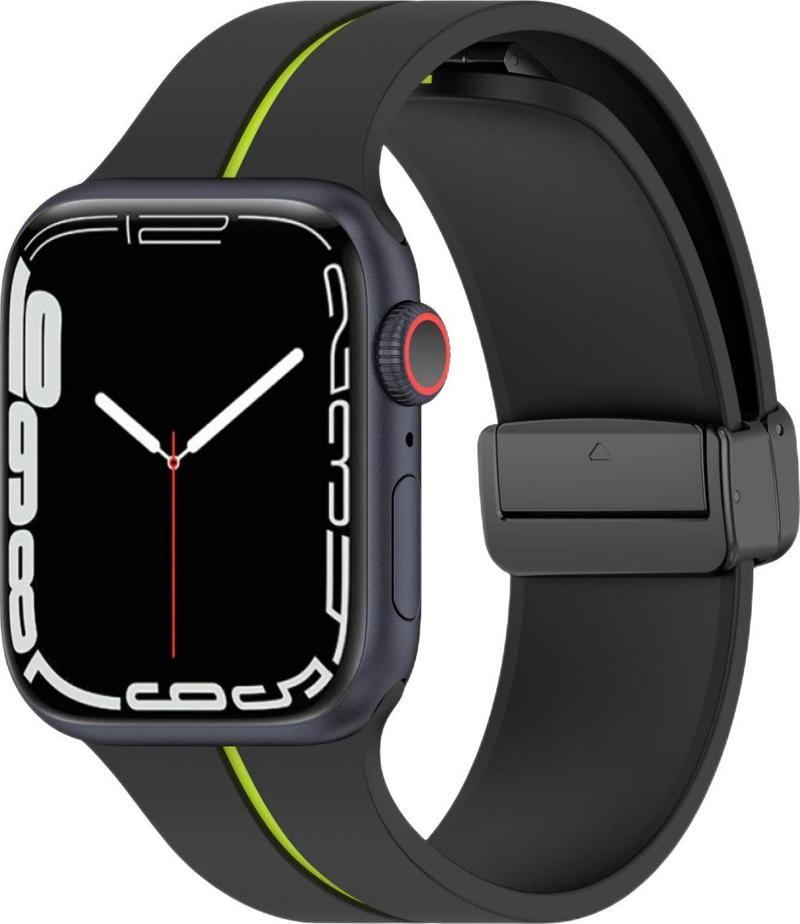 Apple Watch Ultra 2 Kordon Ribbon Line Siyah Yeşil