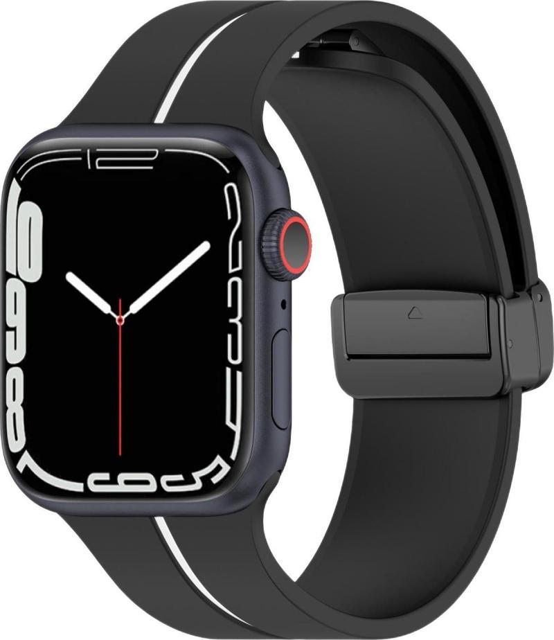 Apple Watch Ultra 2 Kordon Ribbon Line Siyah Beyaz