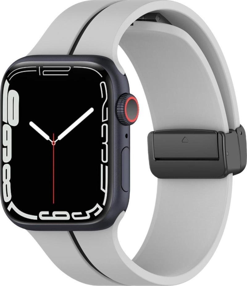 Apple Watch Ultra 2 Kordon Ribbon Line Gri Siyah