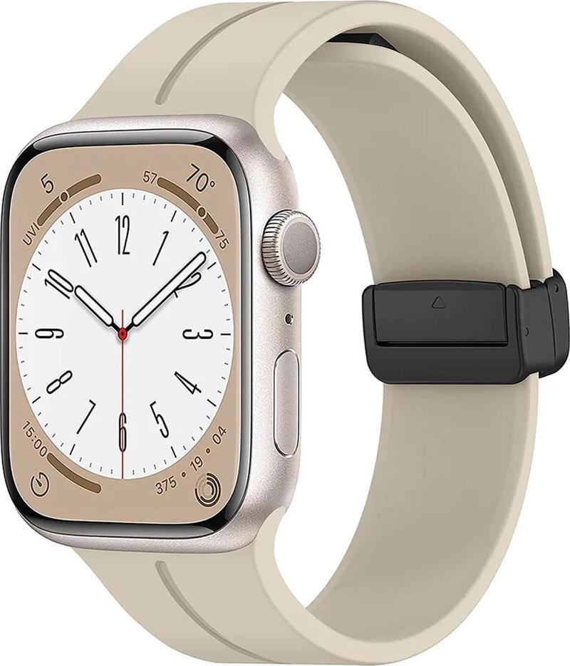 Apple Watch Ultra 2 Kordon Ribbon Line Bej