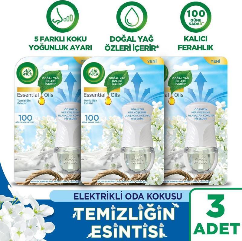 Elektrikli Oda Kokusu Kit  (Cihaz+Yedek Temizliğin Esintisi) x 3