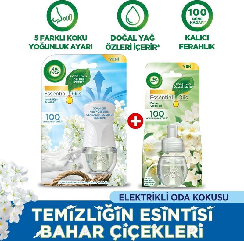 Elektrikli Oda Kokusu Kit Temizliğin Esintisi (1 CİHAZ 1 KOKU) +Yedek Şişe Bahar Çiçekleri