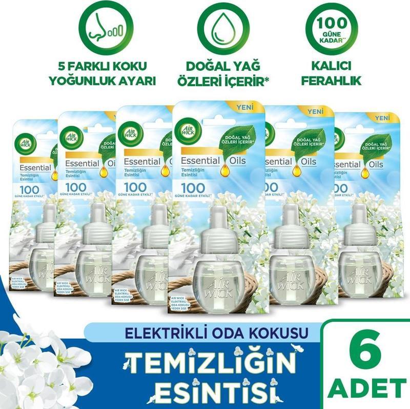 Elektrikli Oda Kokusu Yedek Şişe Temizliğin Esintisi x 6