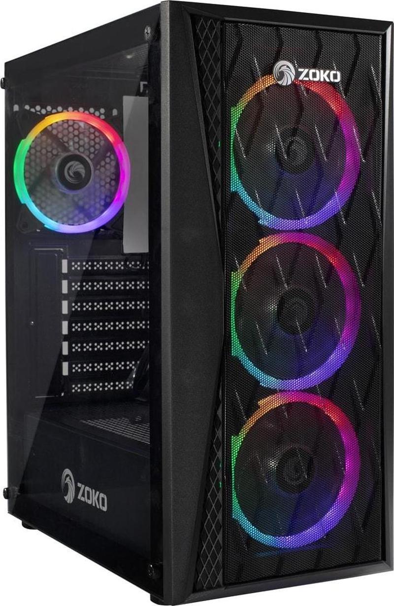 Melody 4x12 Cm Auto Rainbow Fanlı Temperli Cam Mesh Panel Atx Gaming Bilgisayar Kasası