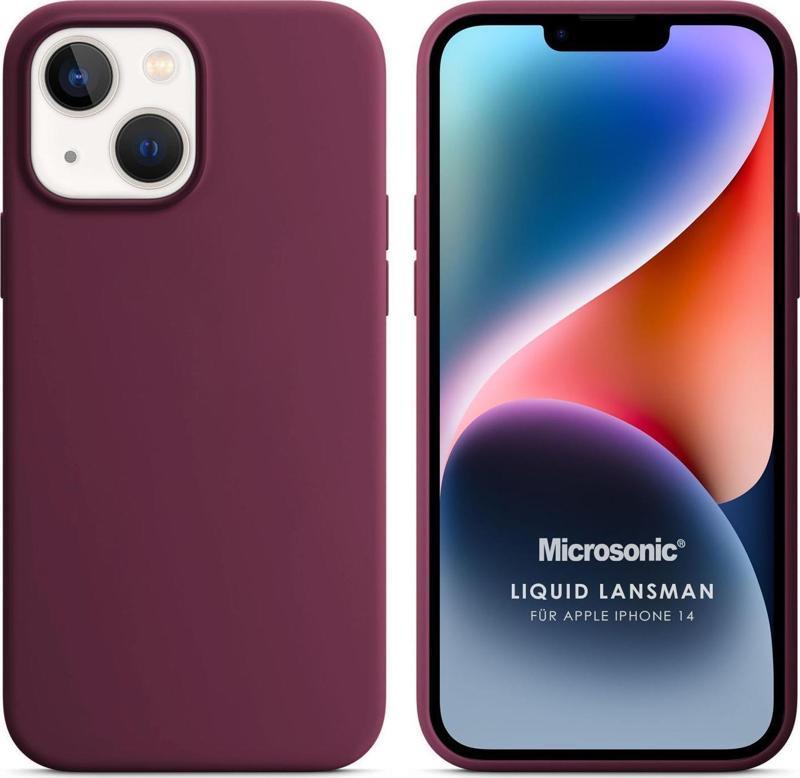 Apple iPhone 14 Kılıf Liquid Lansman Silikon Bordo