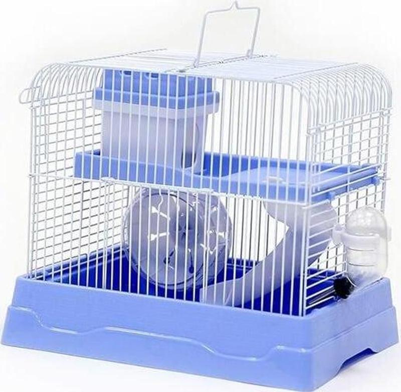 Kıvrımlı Hamster Kafesi Mavi 30x23x26 Cm