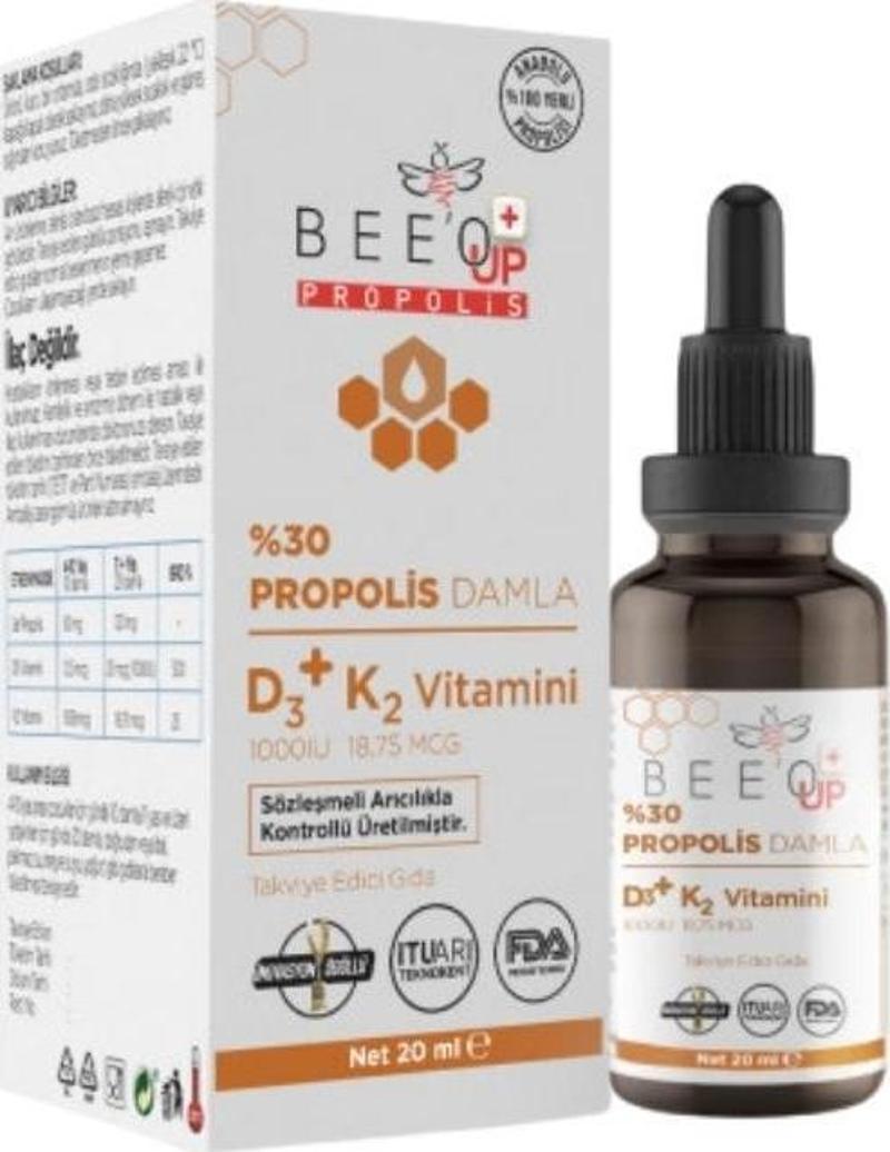 %30 Propolis Damla D3+K2 Vitamini İçeren Takviye Edici Gıda 20ml