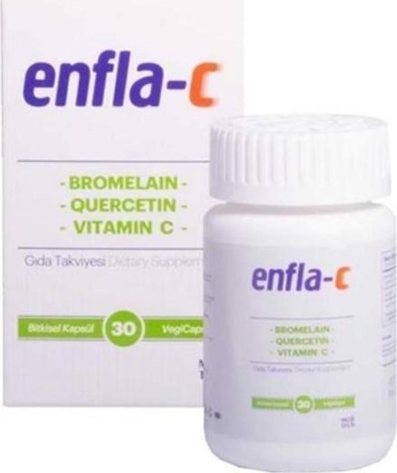 Enfla-C Bromelain, Vitamin C Ve Quercetin İçeren Takviye Edici Gıda 30 Bitkisel Kapsül