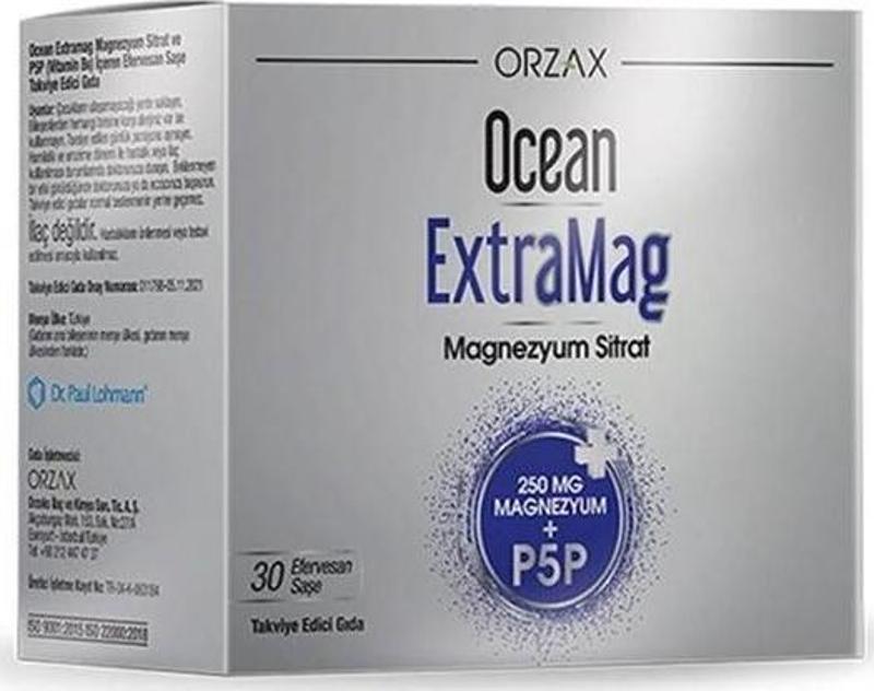 Ocean Extramag 250 Magnezyum Sitrat + P5P 30 Saşe