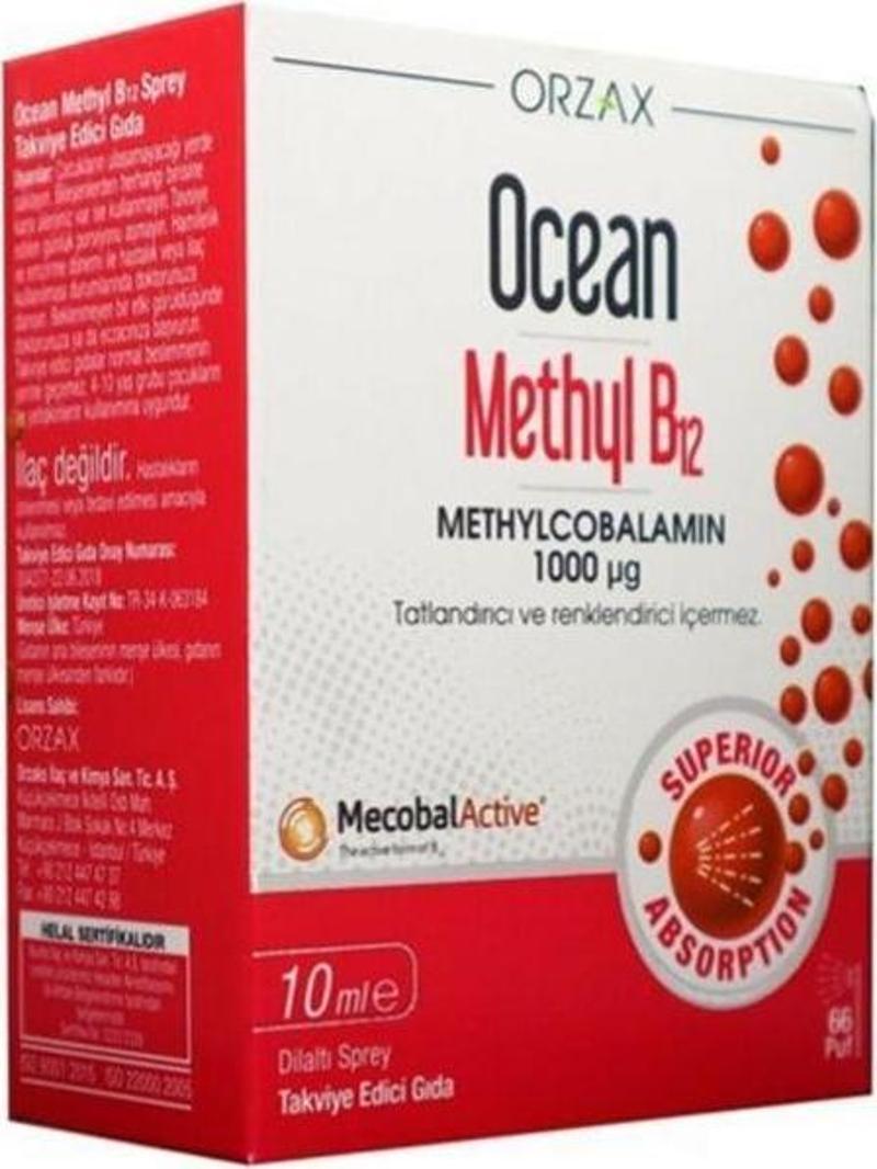 Ocean Methyl B12 Metilcobalamin 1000mcg 10ml Dilaltı Sprey