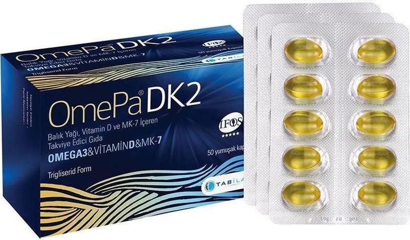 Omepa DK2 Omega 3, Vitamin D, MK-7 İçeren Takviye Edici Gıda 50 Yumuşak Kapsül