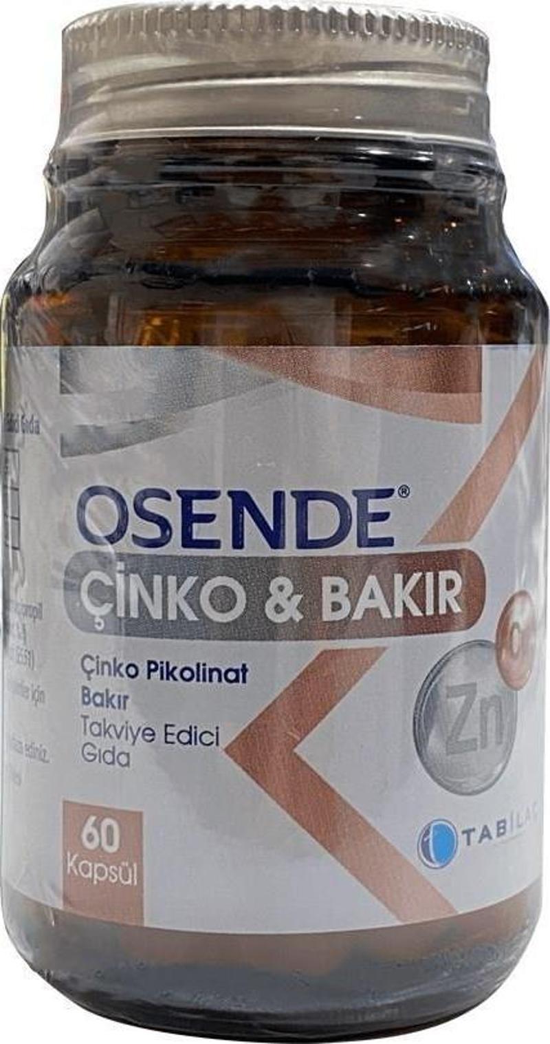 Osende Çinko & Bakır Çinko Pikolinat ve Bakır İçeren Takviye Edici Gıda 60 Kapsül