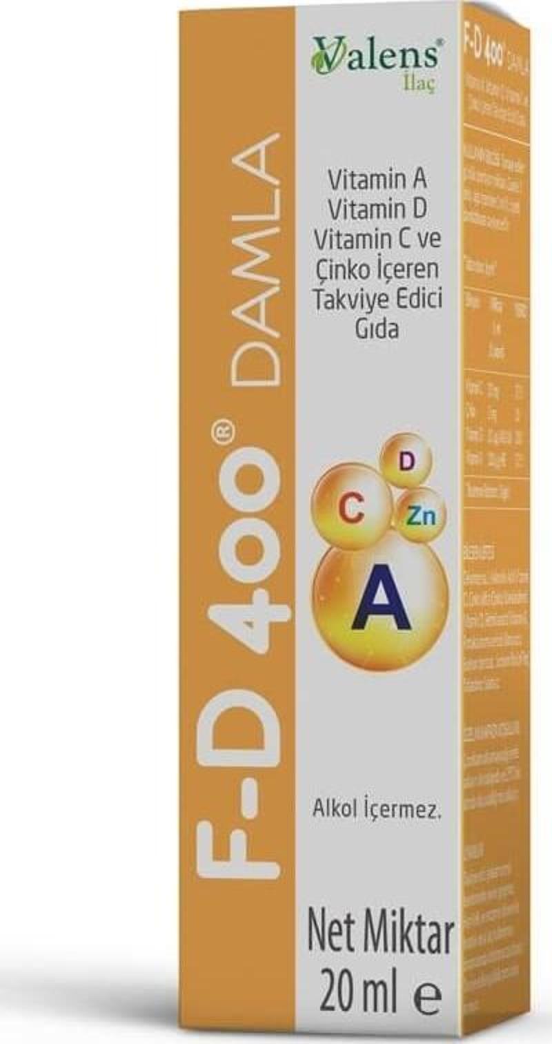 F-D 400 Damla Multivitamin Ve Çinko İçeren Takviye Edici Gıda 20 ml