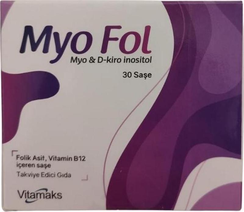 Myo Fol , Myo D-Kiro İnositol Folik Asit, Vitamin B12 İçeren Takviye Edici Gıda 30 Saşe