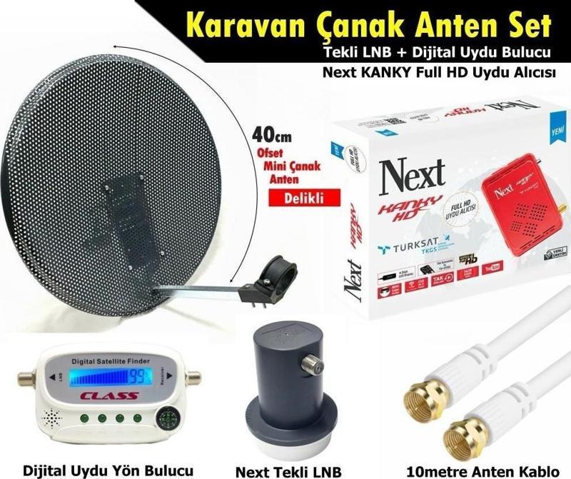 40 cm Delikli Karavan Çanak Anten Seti + Dijital Uydu Bulucu