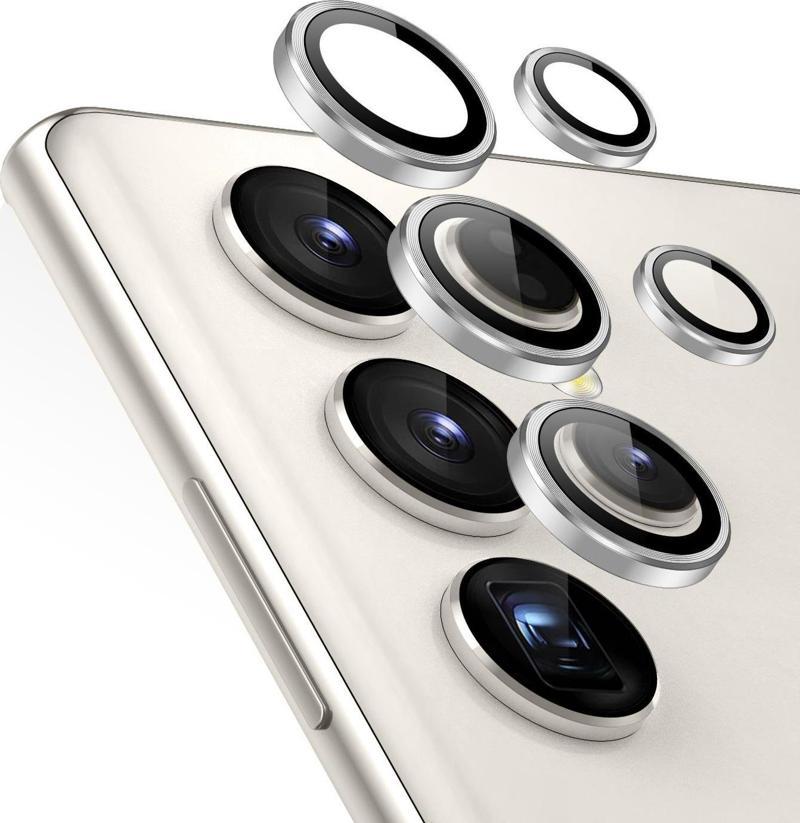 Samsung Galaxy S24 Ultra Tekli Kamera Lens Koruma Camı Gümüş