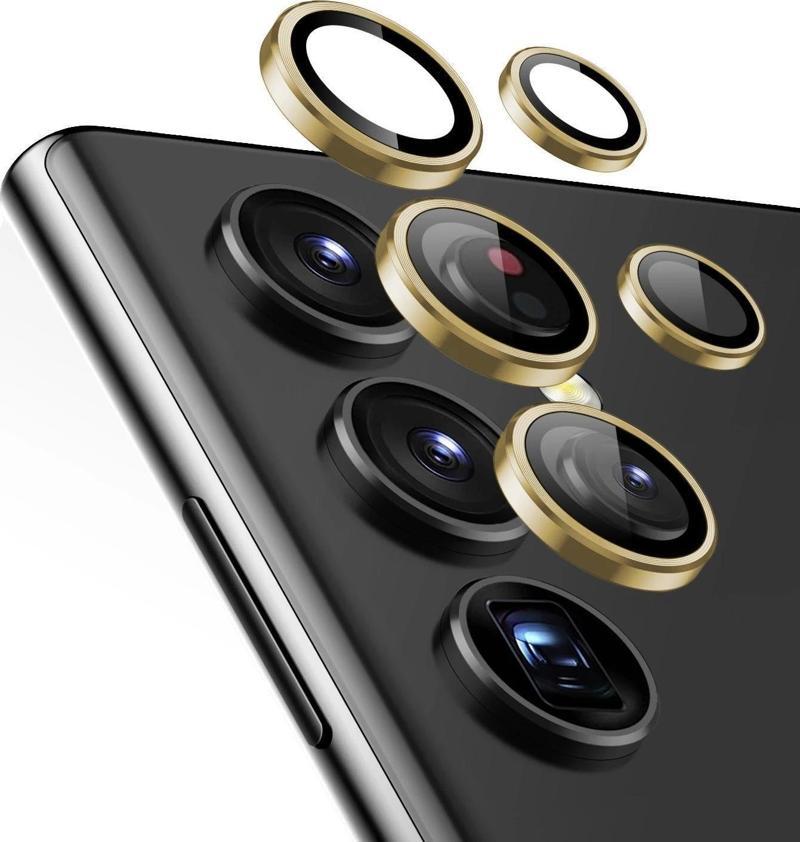 Samsung Galaxy S24 Ultra Tekli Kamera Lens Koruma Camı Gold