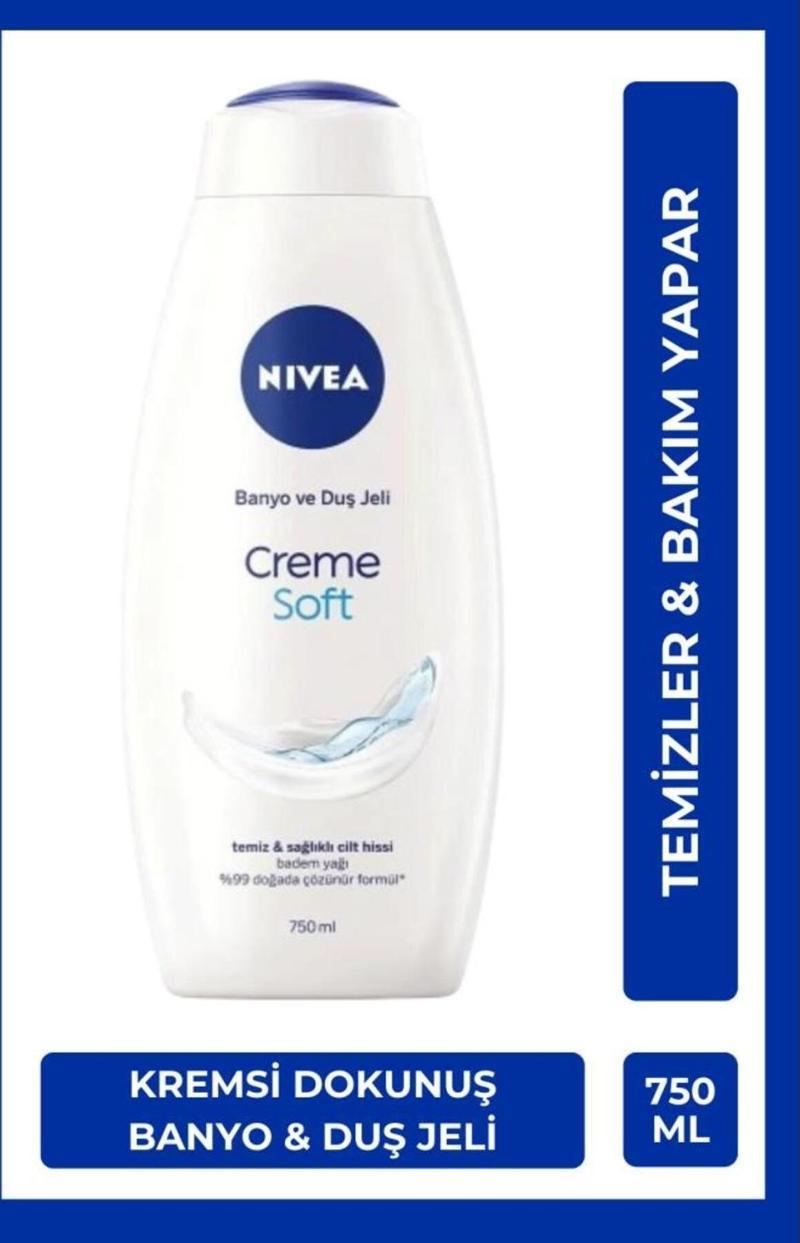 Creme Soft Kremsi Dokunuş Duş Jeli 750ml, Badem Yağı, Nemlendirici, Ekonomik Boy, E Vitamini