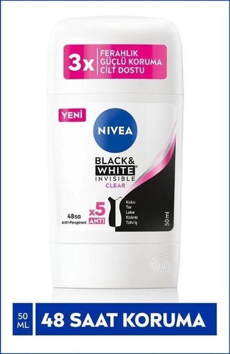 Kadın Stick Deodorant Black & White Invisible Clear 50 ml