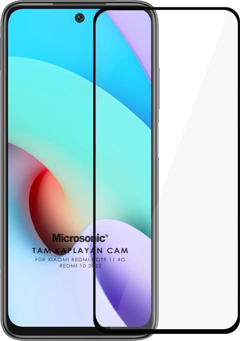 Xiaomi Redmi 10 2022 Tam Kaplayan Temperli Cam Ekran Koruyucu Siyah