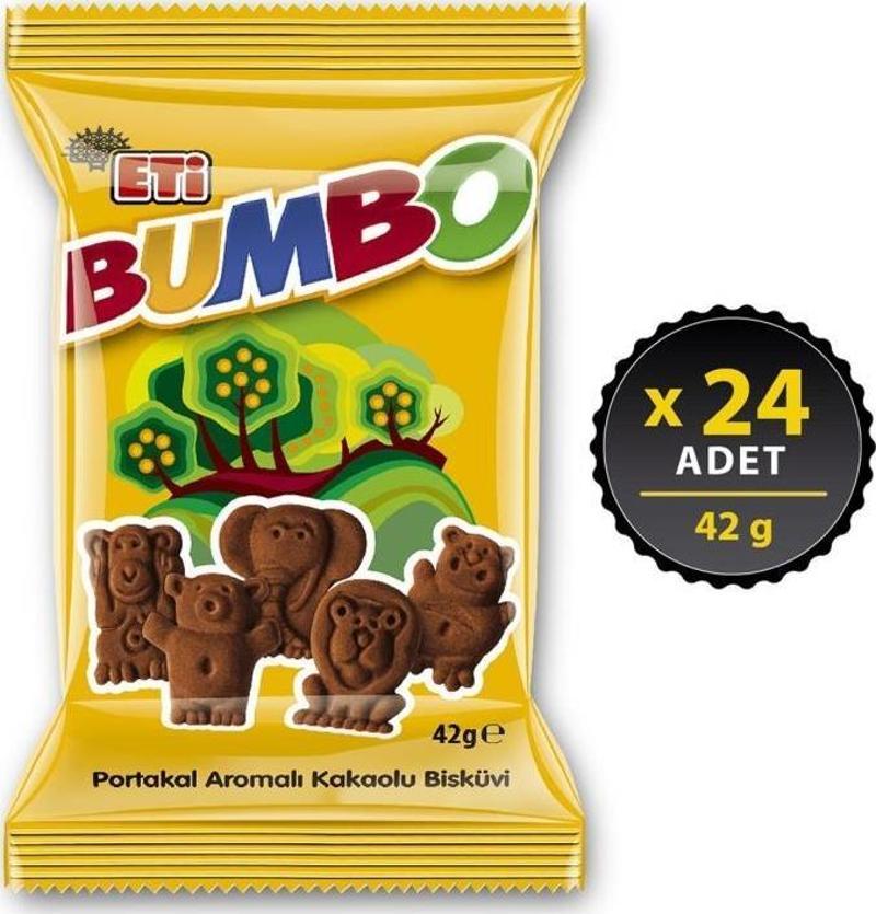 Bumbo Portakal Aromalı Kakaolu Bisküvi 42 gr x 24 Adet