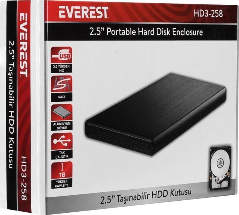 Everest HD3-258 2.5" Usb 3.0 SATA Harddisk Kutusu