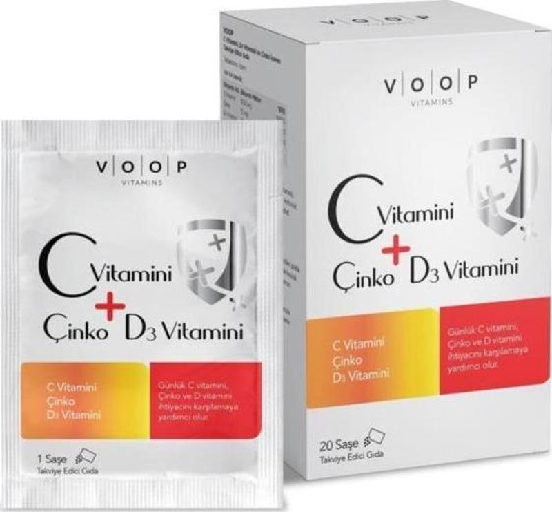 C Vitamini, D3 Vitamini ve Çinko 20 Şase