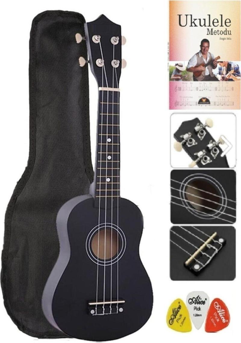 Soprano Siyah Ukulele Kılıf Metot Ve Pena 54 Cm