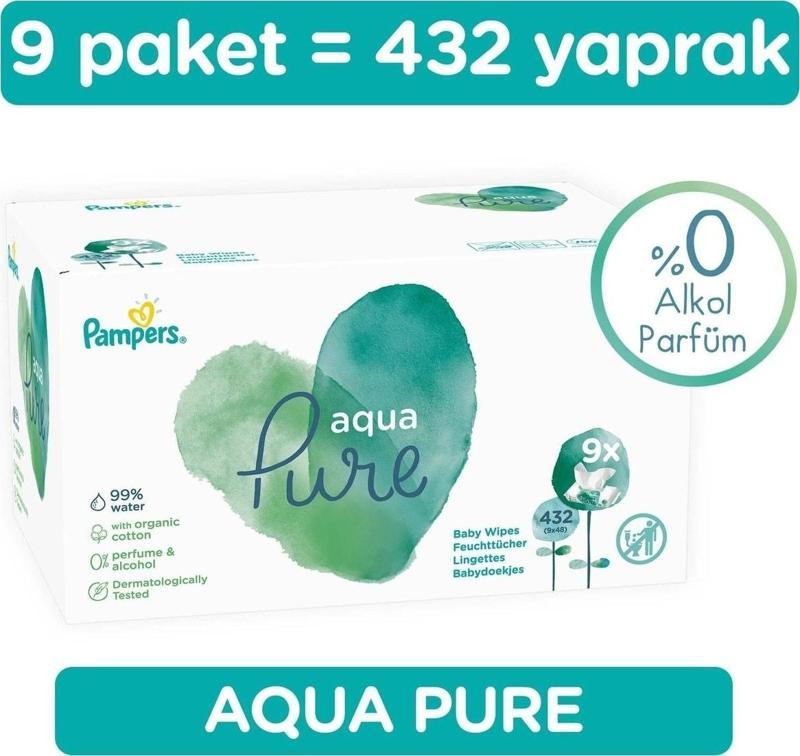 Islak Havlu Aqua Pure 9 Lu Fırsat Paketi (432 Yaprak)