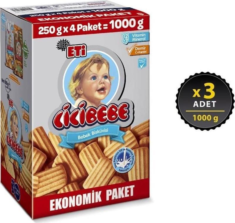 Cicibebe Bebek Bisküvisi 1000 g x 3 Adet