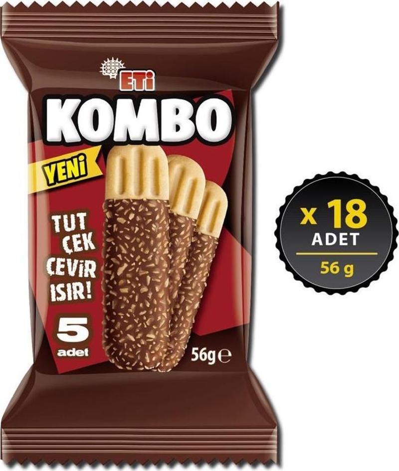 Kombo Hindistan Cevizi ve Çikolata Kaplamalı Bisküvi 56 gr x 18 Adet