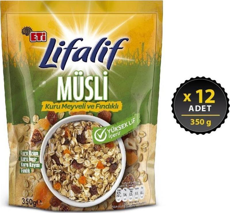 Lifalif Kuru Meyveli & Fındıklı Müsli 350 gr x 12 Adet