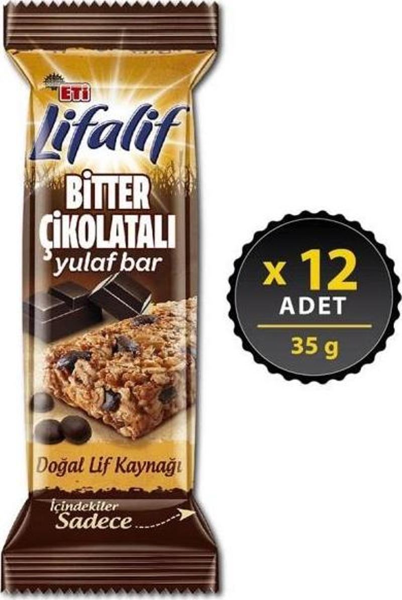 Lifalif Bitter Çikolatalı Yulaf Bar 35 gr x 12 Adet