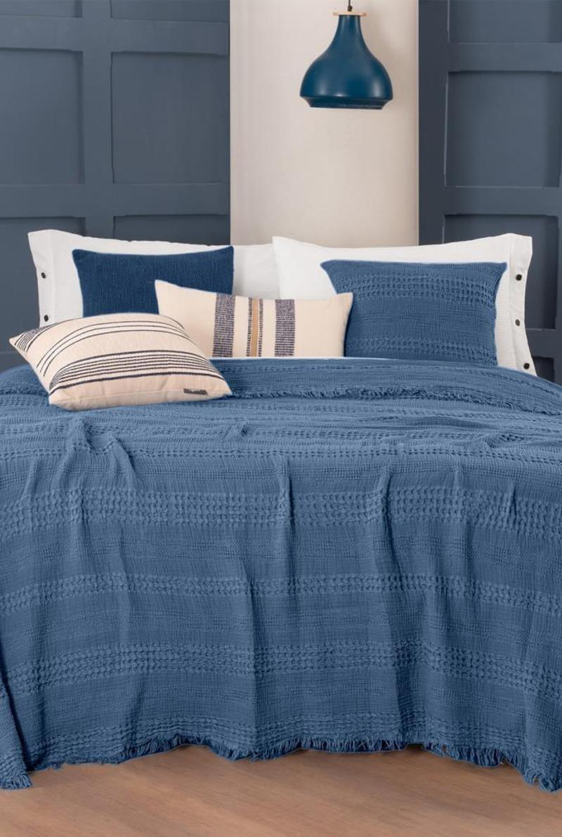 Boho Mavi Çift Kişilik %100 Pamuk Mood Comfort Yatak Örtüsü Seti