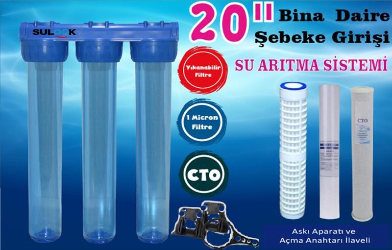 20 Inç Daire,bina,fabrika,şebeke Girişi Su Arıtma Sistemi Tortu, Klor Temizleme Seti