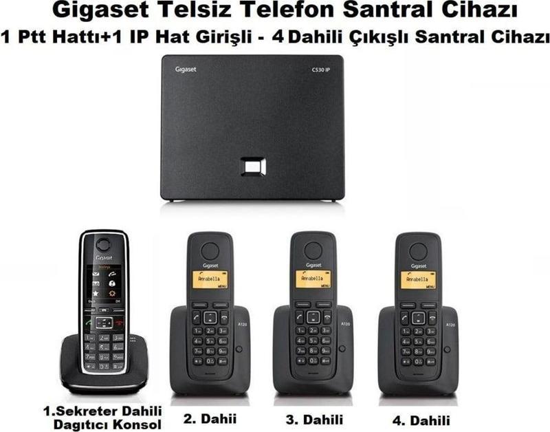 C530 IP 4 Dahili Dect Telsiz Kablosuz Telefon Santrali