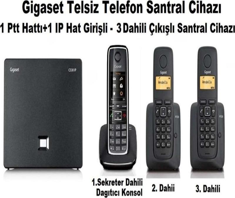 C530 IP 3 Dahili Dect Telsiz Kablosuz Telefon Santrali