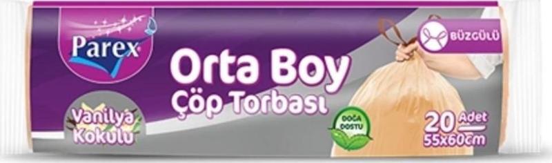 Büzgülü Vanilya Kokulu Çöp Poşeti Orta Boy 55 x 60 cm 12 Paket