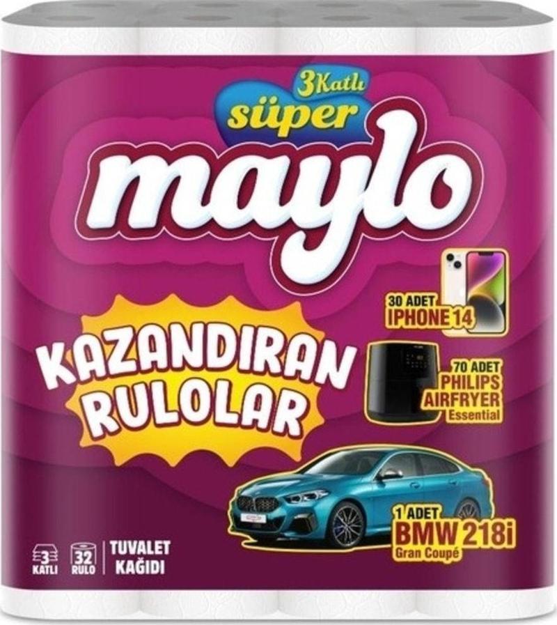Kazandıran Rulolar Tuvalet Kağıdı Süper 3 Katlı Kokusuz ( 32*2 Paket ) 64 Rulo