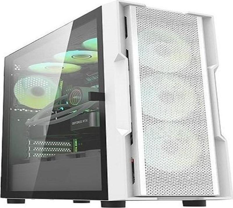 Amiral White DK431 4x12 Cm ARGB Fanlı Mesh Panel Temperli Cam E-ATX Bilgisayar Kasası