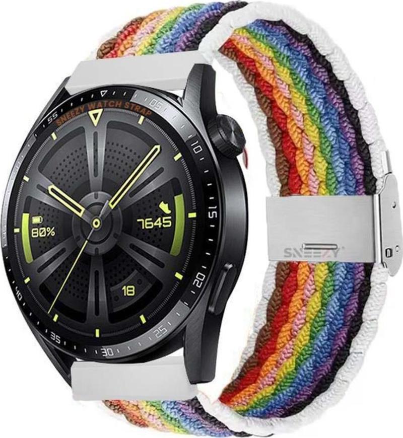 Huawei Watch Gt3 Elite-Active 46Mm-Gt3 Pro-Gt3 Se 22Mm Uyumlu Metal Klips Solo Fiberlink Örgü Kordon