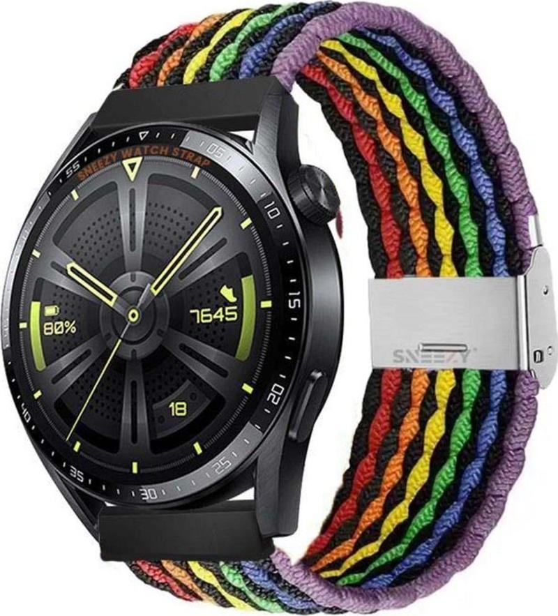 Huawei Watch Gt3 Elite-Active 46Mm-Gt3 Pro-Gt3 Se 22Mm Uyumlu Metal Klips Solo Fiberlink Örgü Kordon