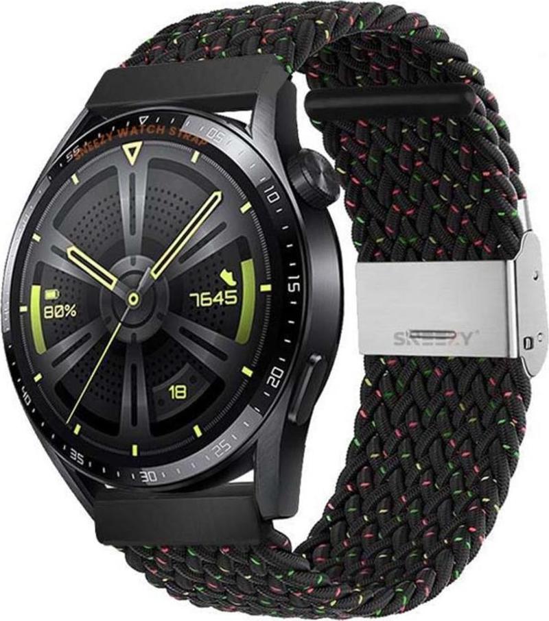 Huawei Watch Gt3 Elite-Active 46Mm-Gt3 Pro-Gt3 Se 22Mm Uyumlu Metal Klips Solo Fiberlink Örgü Kordon