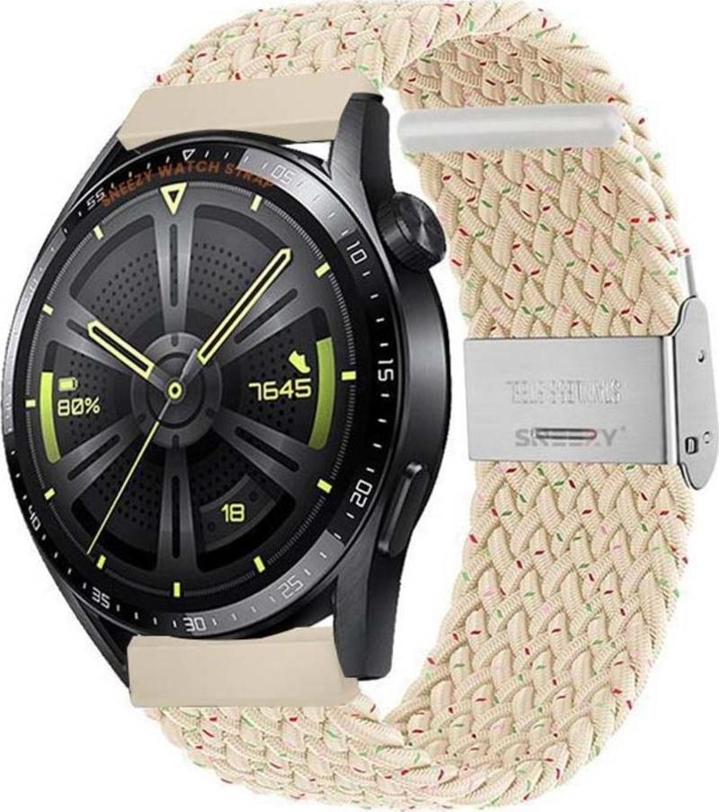 Huawei Watch Gt3 Elite-Active 46Mm-Gt3 Pro-Gt3 Se 22Mm Uyumlu Metal Klips Solo Fiberlink Örgü Kordon