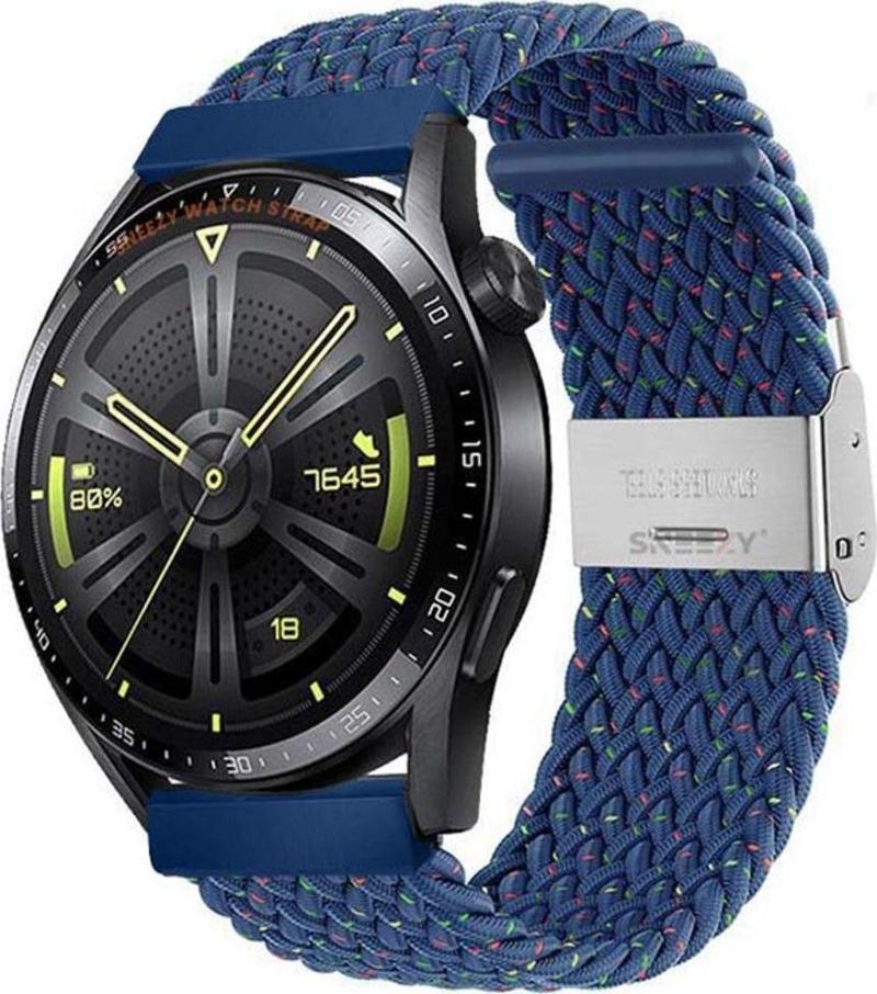 Huawei Watch Gt3 Elite-Active 46Mm-Gt3 Pro-Gt3 Se 22Mm Uyumlu Metal Klips Solo Fiberlink Örgü Kordon