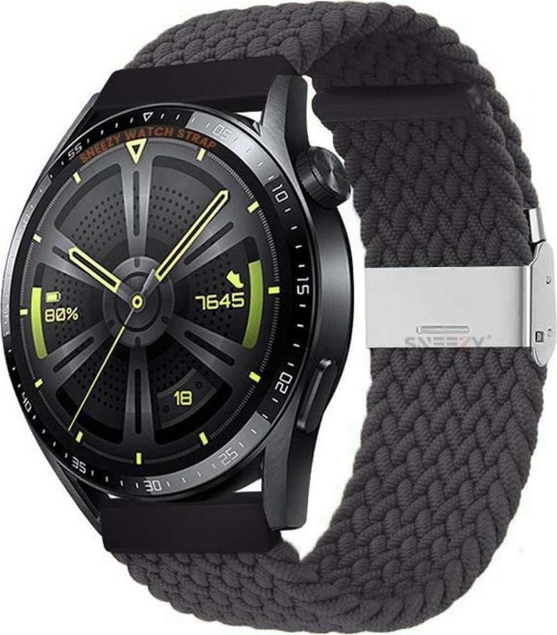 Huawei Watch Gt3 Elite-Active 46Mm-Gt3 Pro-Gt3 Se 22Mm Uyumlu Metal Klips Solo Fiberlink Örgü Kordon