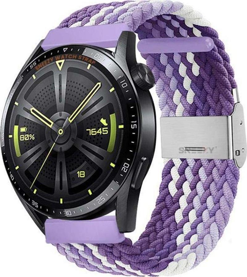 Huawei Watch Gt4 46Mm İle Uyumlu 22Mm Metal Klips Solo Fiberlink Örgü Kordon