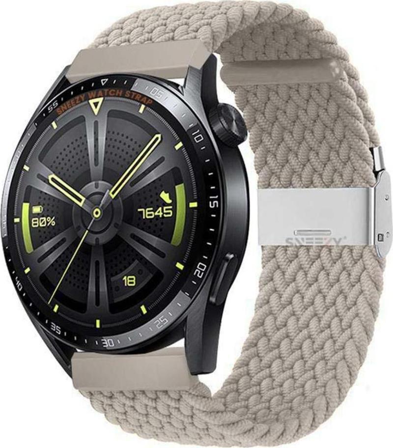 Huawei Watch Gt4 46Mm İle Uyumlu 22Mm Metal Klips Solo Fiberlink Örgü Kordon