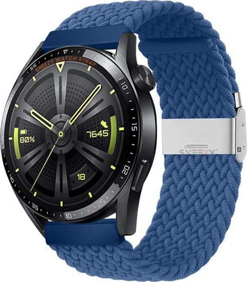 Huawei Watch Gt4 46Mm İle Uyumlu 22Mm Metal Klips Solo Fiberlink Örgü Kordon